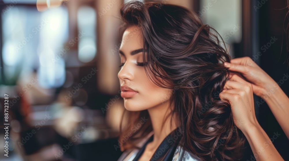 Portrait of Woman in Hair Salon, Elegance and Beauty Portrait of Woman in Hair Salon, Elegance and Beauty