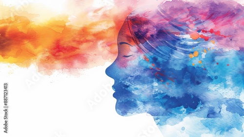 World Mental Health Day visualizes the projection of thoughts and emotions onto a white background, symbolizing the concepts of a healthy mind, mental health