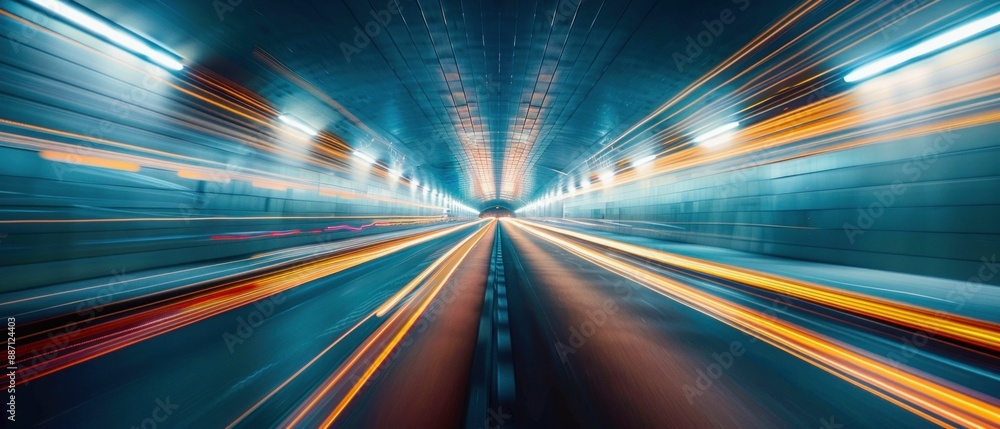 Light Trails in a Modern Tunnel. Generative ai. Light Trails in a Modern Tunnel. Generative ai.