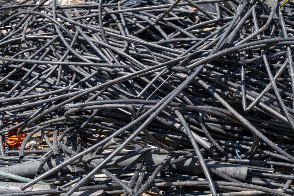 Scrap plastic pipes waiting for recycling Scrap plastic pipes waiting for recycling
