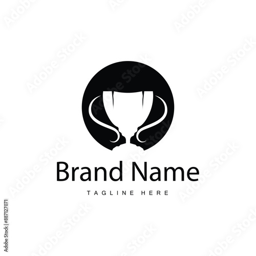 Championship Cup Trophy Logo Illustration Award Winner Template Design