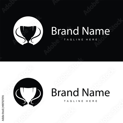 Championship Cup Trophy Logo Illustration Award Winner Template Design