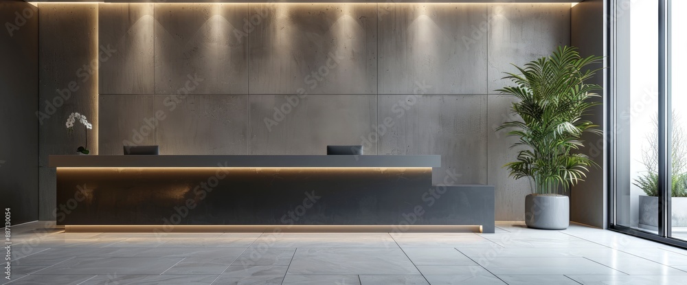 The Interior Design Of A Contemporary Registration Lobby, Highlighting Elegance And Modernity The Interior Design Of A Contemporary Registration Lobby, Highlighting Elegance And Modernity