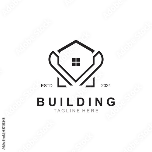 Building logo construction modern real estate symbol for architecture house and property