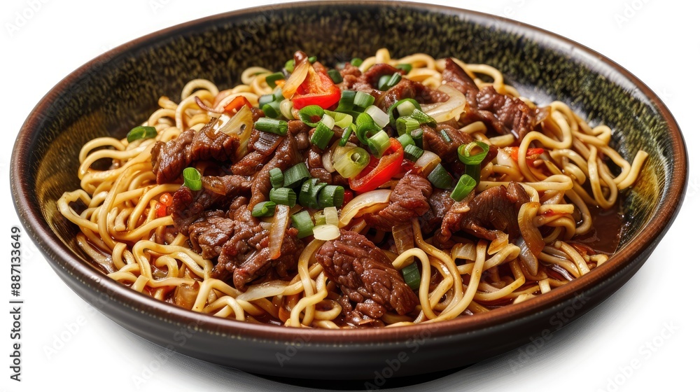 noodles with beef meat and onion noodles with beef meat and onion