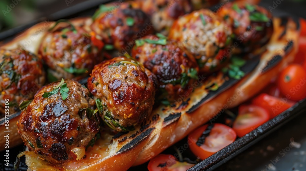 Grilled Meatballs and tomato in Bread Grilled Meatballs and tomato in Bread