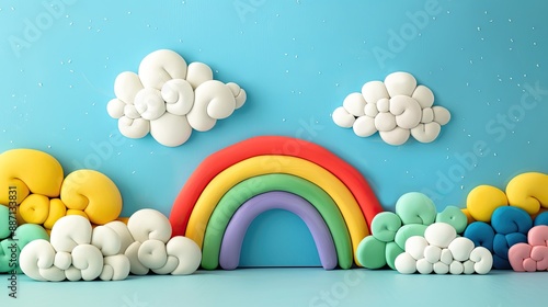 Clay Rainbow with Clouds cutout