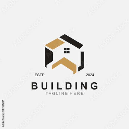 Building logo construction modern real estate symbol for architecture house and property