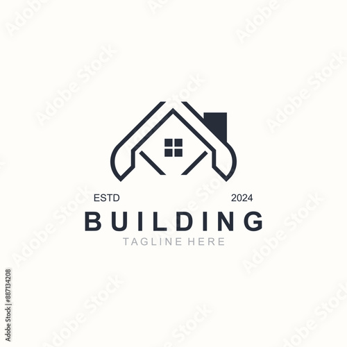 Building logo construction modern real estate symbol for architecture house and property
