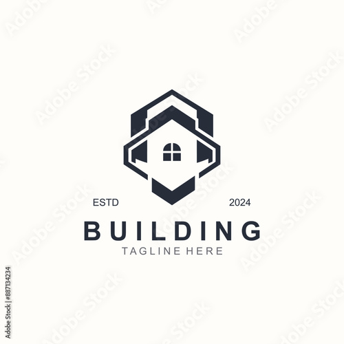Building logo construction modern real estate symbol for architecture house and property