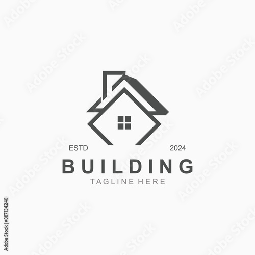 Building logo construction modern real estate symbol for architecture house and property