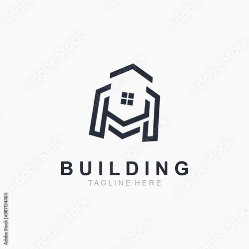 Building logo construction modern real estate symbol for architecture house and property