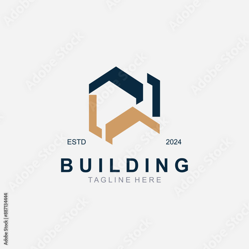 Building logo construction modern real estate symbol for architecture house and property