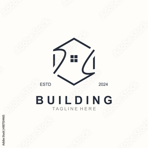 Building logo construction modern real estate symbol for architecture house and property