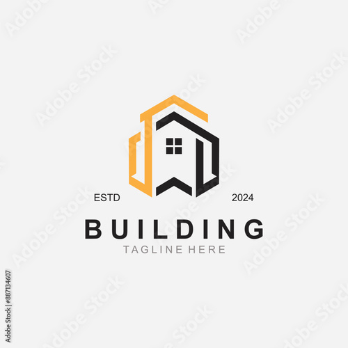 Building logo construction modern real estate symbol for architecture house and property