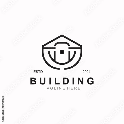 Building logo construction modern real estate symbol for architecture house and property