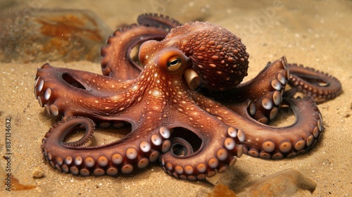 It is an octopus mollusk It is similar to an octopus but the body length is about 20 30 cm and it is short and round photo