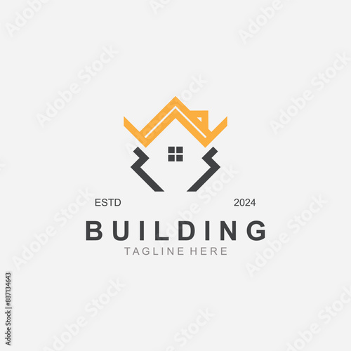Building logo construction modern real estate symbol for architecture house and property