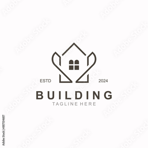 Building logo construction modern real estate symbol for architecture house and property