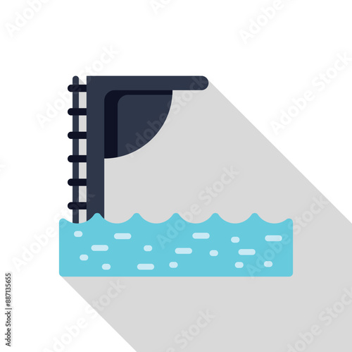Minimalist illustration representing a diving platform over water, evoking concepts of summer, swimming pools, and aquatic sports