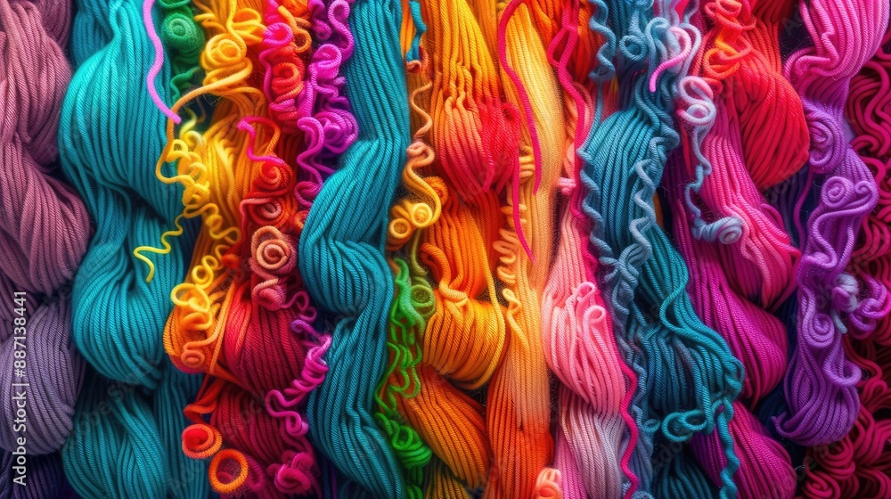 Abstract made with brightly colored yarn Abstract made with brightly colored yarn