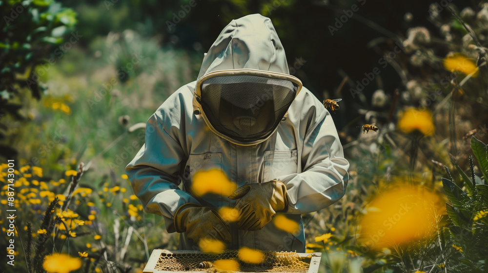 beekeeper working in the garden beekeeper working in the garden