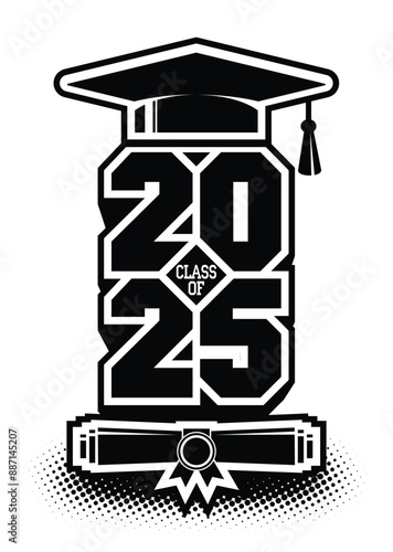 Lettering Class of 2025 for greeting, invitation card. Text for graduation design, congratulation event, T-shirt, party, high school or college graduate. Vector on transparent background