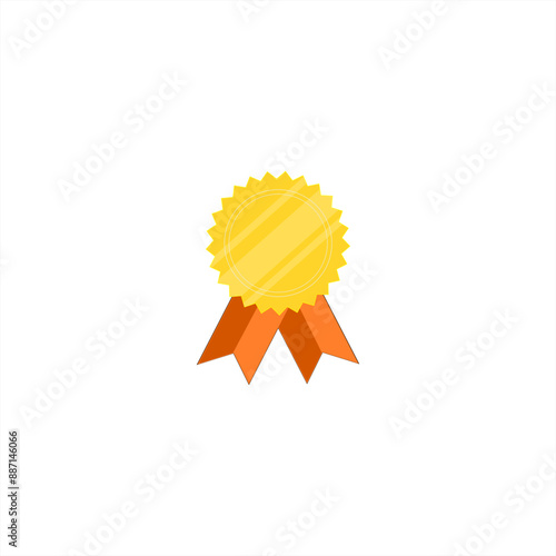 colorful illustration of a jagged medallion emblem with ribbon