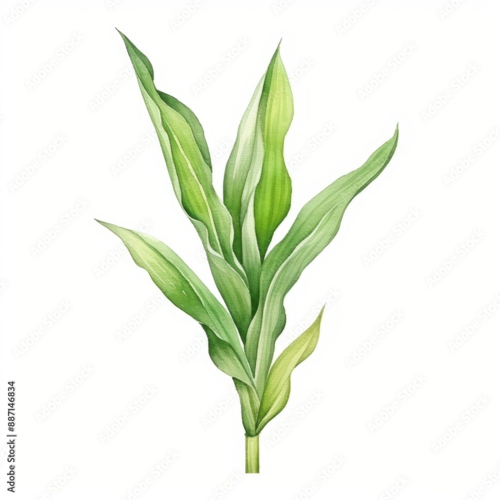 A watercolor painting of green leaves against a white background A watercolor painting of green leaves against a white background