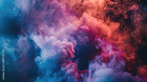 Vibrant smoke against a dark backdrop