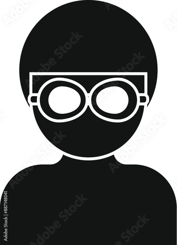 Simple icon of a swimmer wearing swimming goggles in glyph style © anatolir