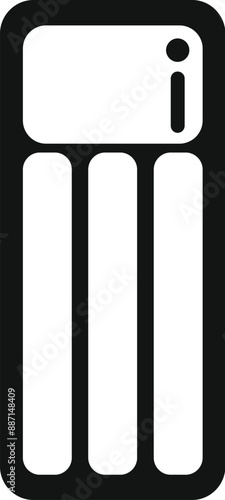 Simple black and white icon of an inflatable mattress used for camping and outdoor recreation