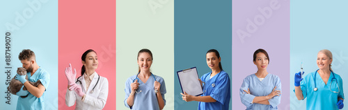 Set of many doctors on colo...