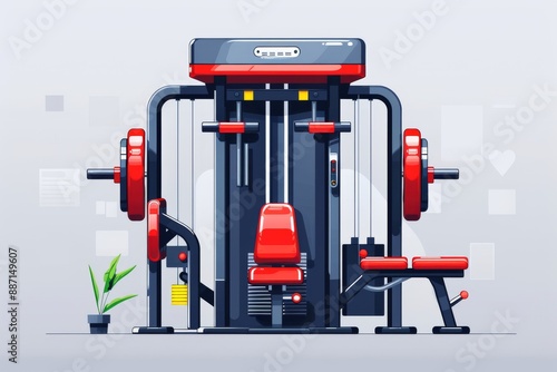 Multifunctional gym machine for comprehensive strength training and fitness. photo