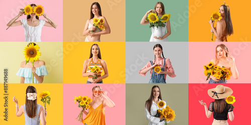 Set of beautiful women with...