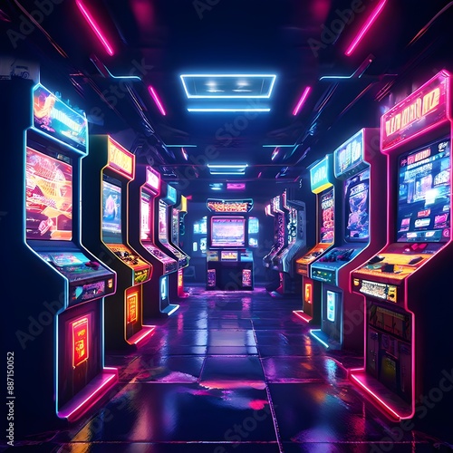 Wallpaper Mural A nostalgic 90s arcade filled with pixel art Torontodigital.ca