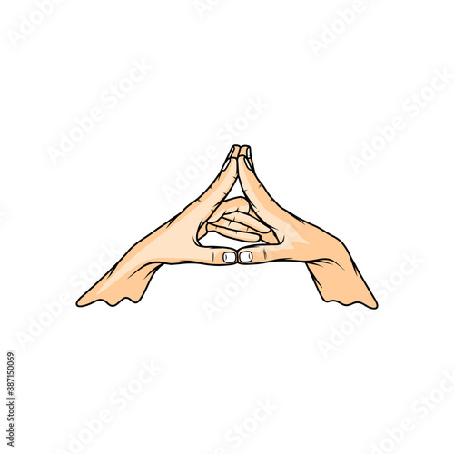 flying lotus mudra hand gesture realistic vector illustration