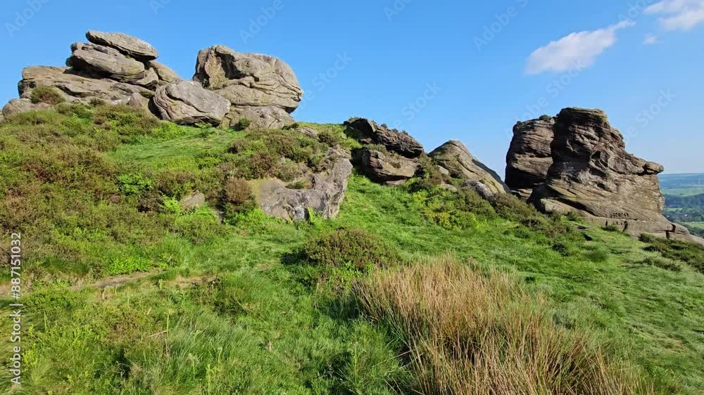 Curbar Edge, Baslow Edge, Froggatt Edge, Derbyshire, Peak District National Park, UK, Panorama Curbar Edge, Baslow Edge, Froggatt Edge, Derbyshire, Peak District National Park, UK, Panorama