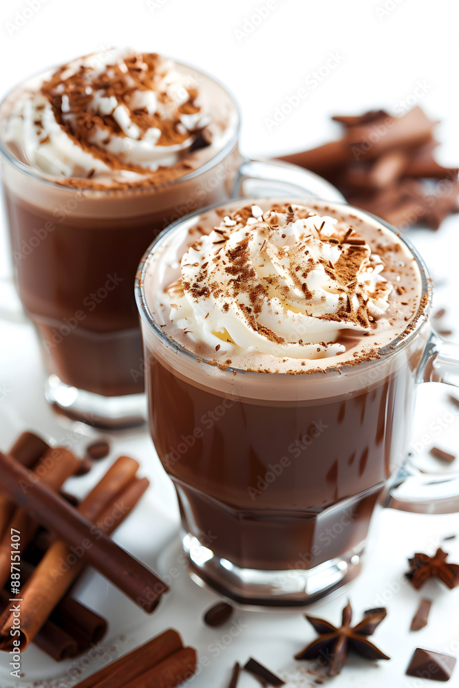 Delicious Hot Chocolate Drink presented on White Background Delicious Hot Chocolate Drink presented on White Background