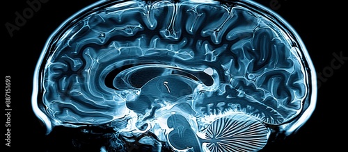 MRI Scan of a Human Brain in Sagittal View photo