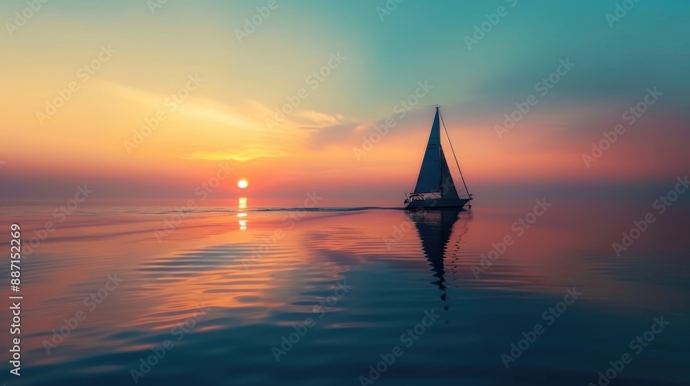 Fototapeta premium Boat navigating calm sea