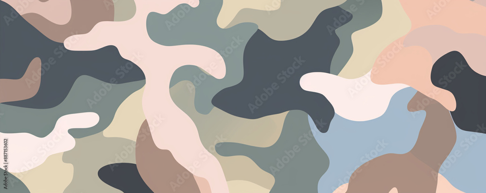 Flat illustration with a green camouflage pattern background Flat illustration with a green camouflage pattern background