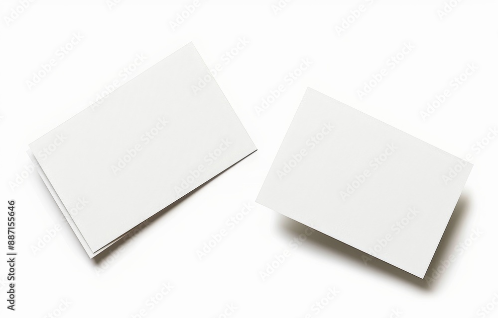 Two blank business cards side by side on light grey background, top view. Mockup for design with copy space Two blank business cards side by side on light grey background, top view. Mockup for design with copy space