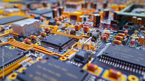 Electronic Print Circuit board Multilayer PCB Cross-section view of a complex multilayer PCB