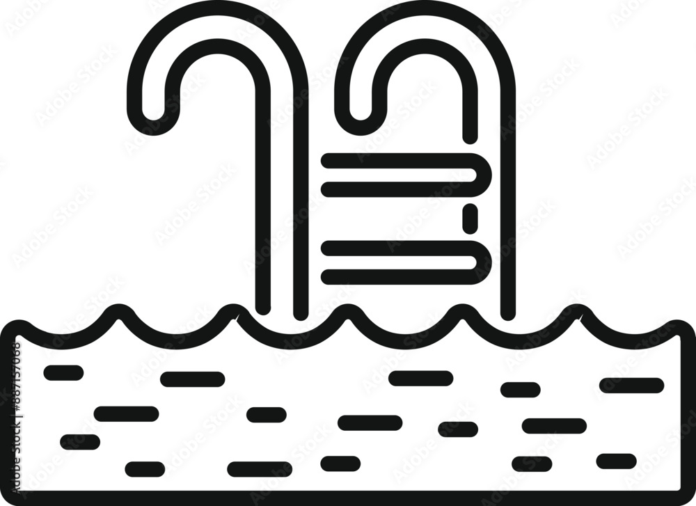 This minimalist icon represents a swimming pool with a ladder, perfect for illustrating summer fun and relaxation This minimalist icon represents a swimming pool with a ladder, perfect for illustrating summer fun and relaxation