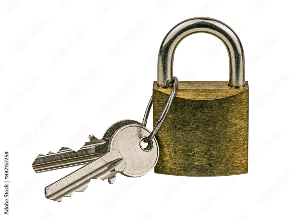 Lock with keys isolated on a transparent background Lock with keys isolated on a transparent background