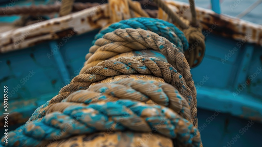 Fototapeta premium aged rope on a boat