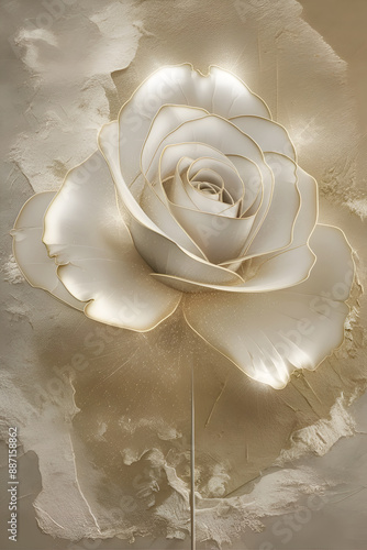 beautiful art with rose against soft palebeige background. Digital artwork. close up.  Ai genarated photo