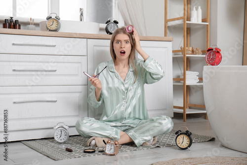 Shocked young woman in paja...