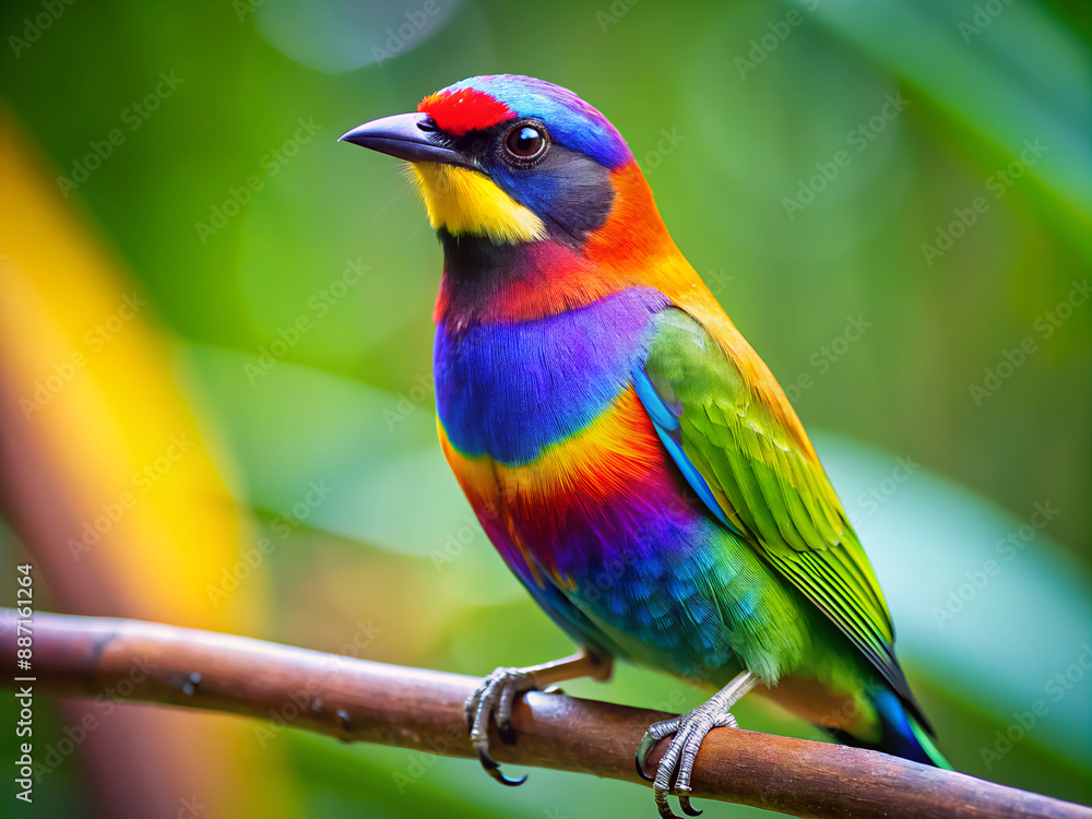 Obraz premium rainbow lorikeet parrot, colorful, nature, beak, green, tropical, wildlife, lorikeet, red, blue, branch, rainbow, feather, wild